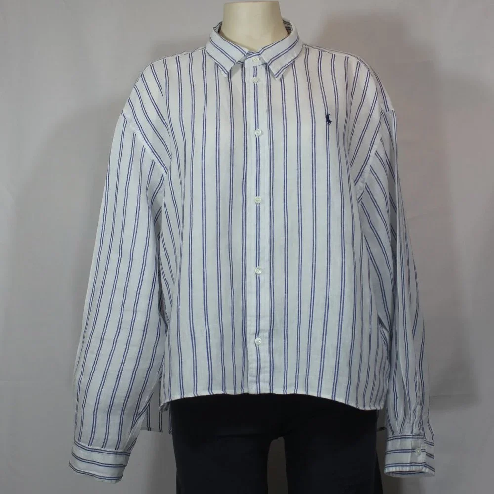 Polo Ralph Lauren Striped Linen Shirt Long Sleeve XL/TG - Picture 3 of 11